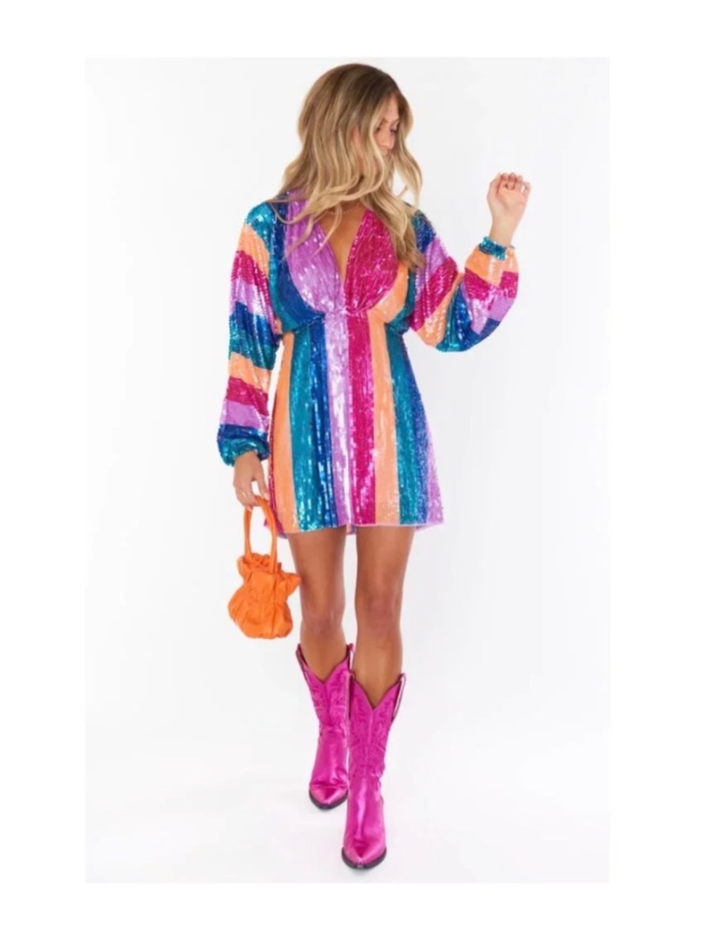 Show Me Your Mumu Kidman Mini Dress Neon Stripe Sequins Size Medium - Picture 1 of 9